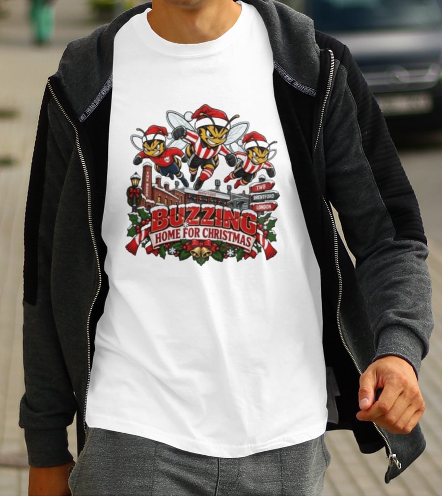 Buzzing Home For Christmas Bees TW8 Brentford London T-Shirt