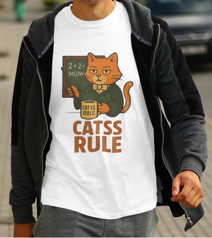 Catss Rule Teacher 2+2 Equals Meow Coffee T-Shirt