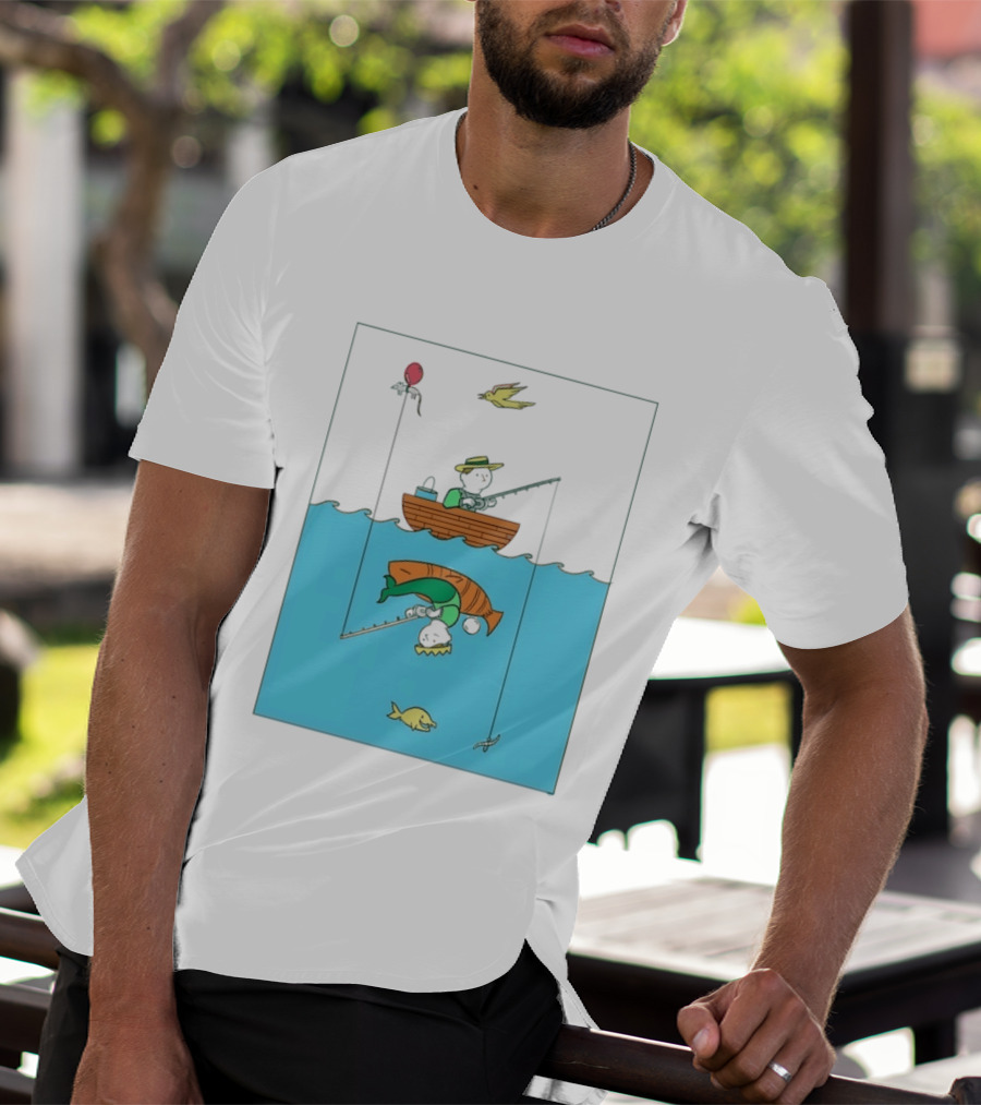 Owenbroadcast Fishing Bear With Turtle And Balloon T-Shirt