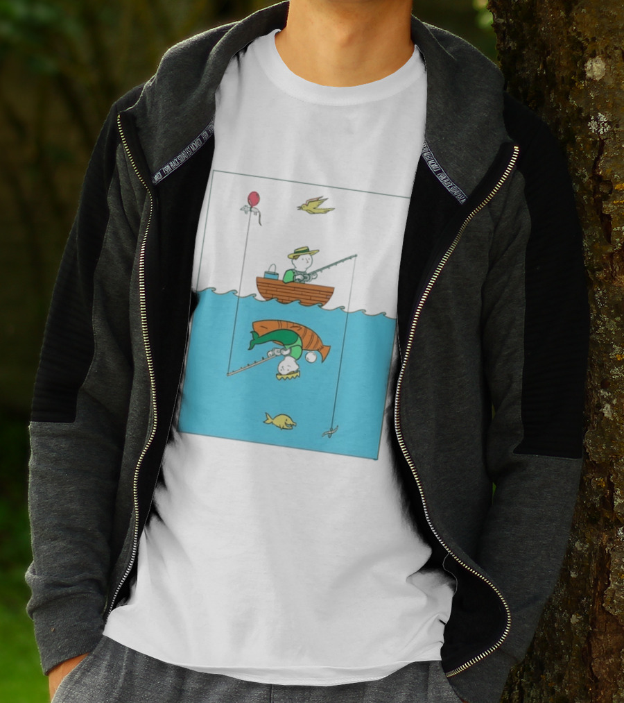 Owenbroadcast Fishing Bear With Turtle And Balloon T-Shirt