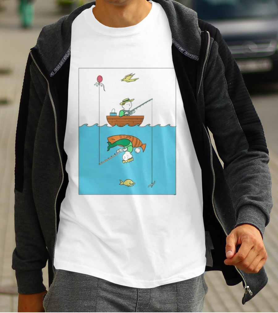 Owenbroadcast Fishing Bear With Turtle And Balloon T-Shirt