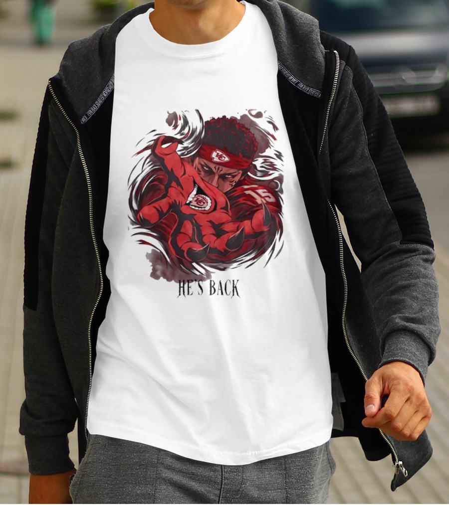 Patrick Mahomes He's Back Kansas City Chiefs Anime Style Football T-Shirt