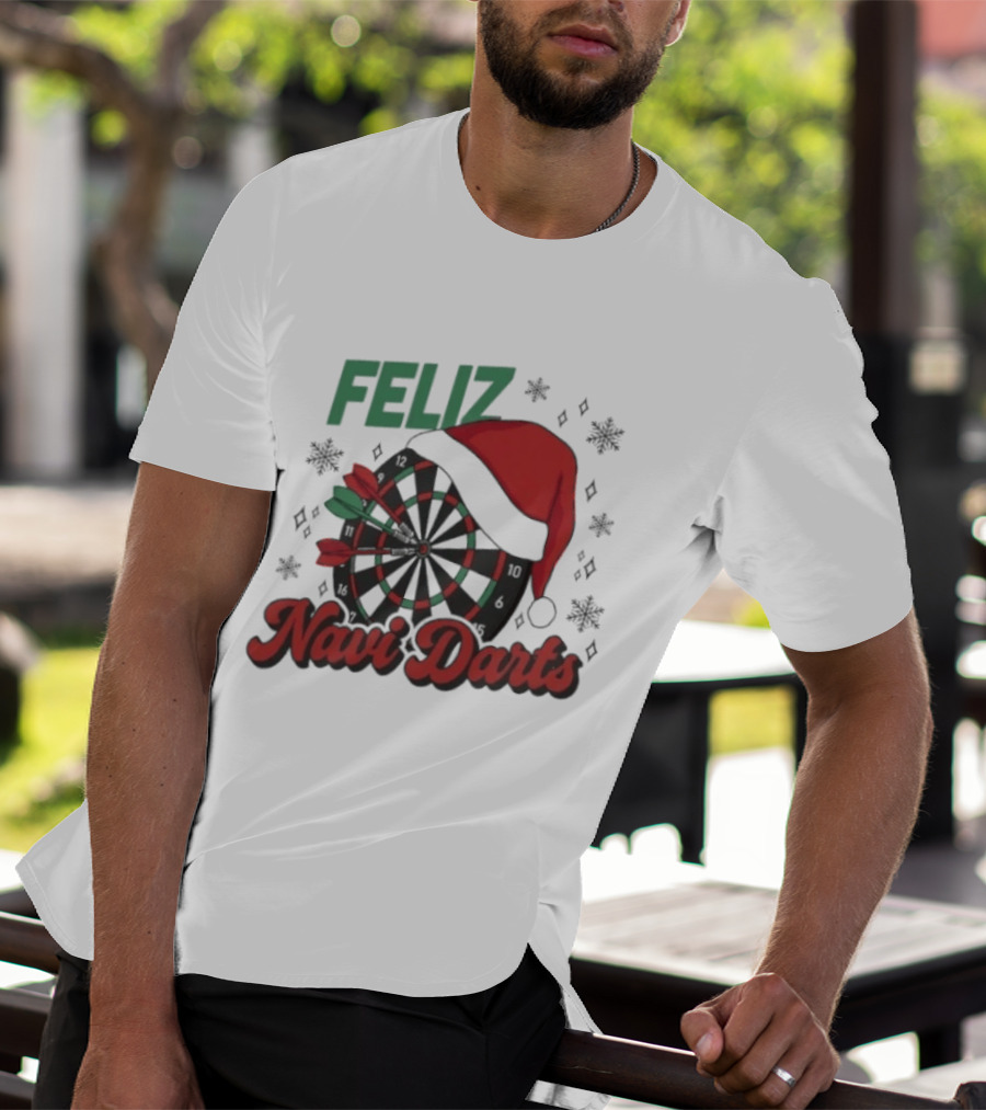 Feliz Navidarts Christmas Santa Hat Darts Board Snowflakes T-Shirt
