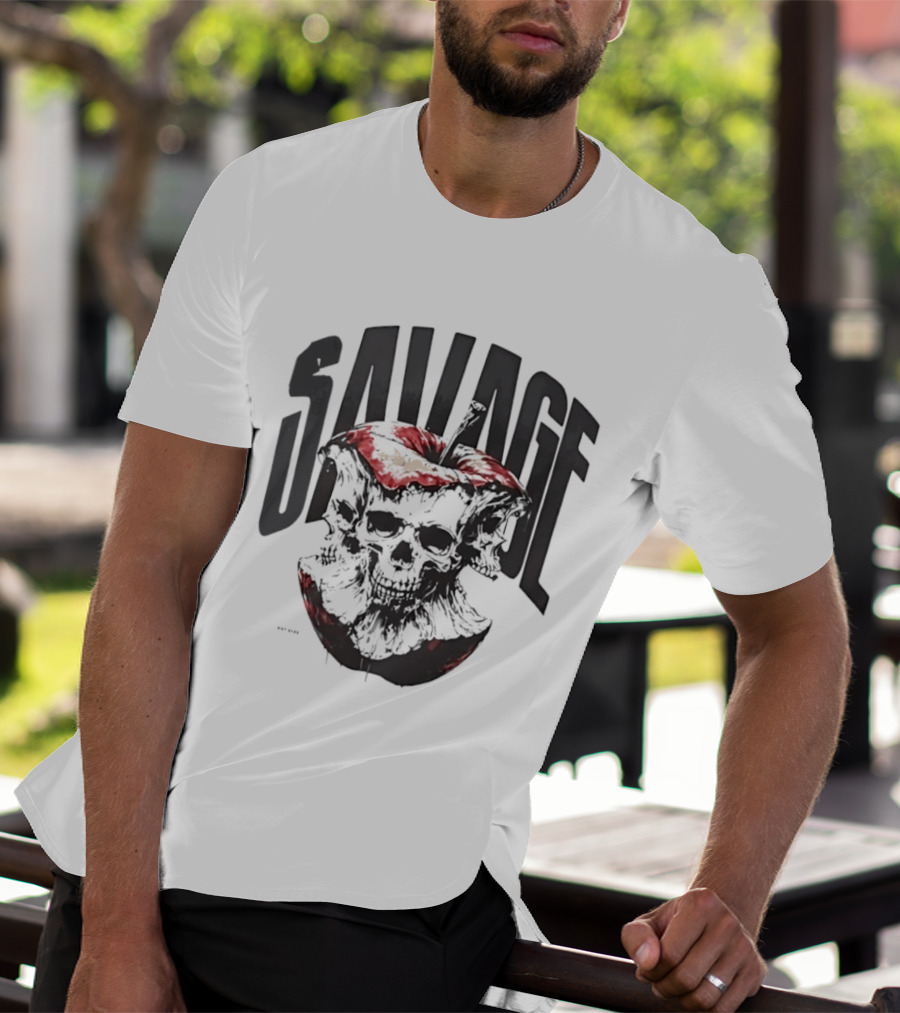 Savage Skull Apple Gothic Edgy T-Shirt