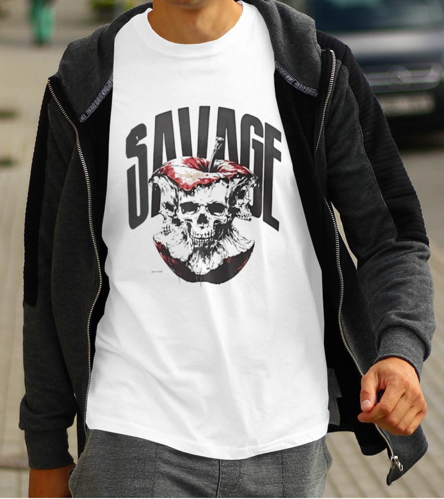Savage Skull Apple Gothic Edgy T-Shirt