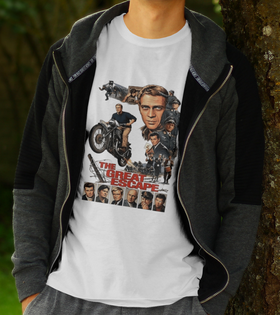 The Great Escape Classic Cinema Movie Steve McQueen 60s War Film T-Shirt