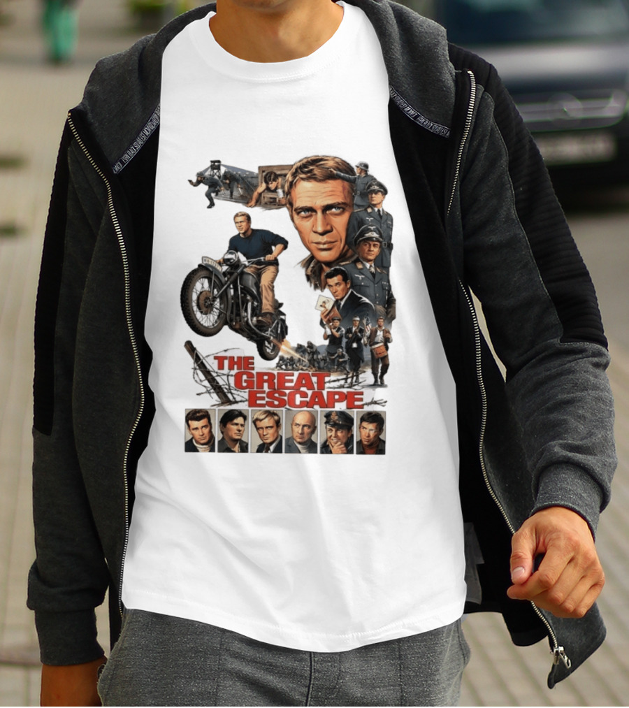 The Great Escape Classic Cinema Movie Steve McQueen 60s War Film T-Shirt