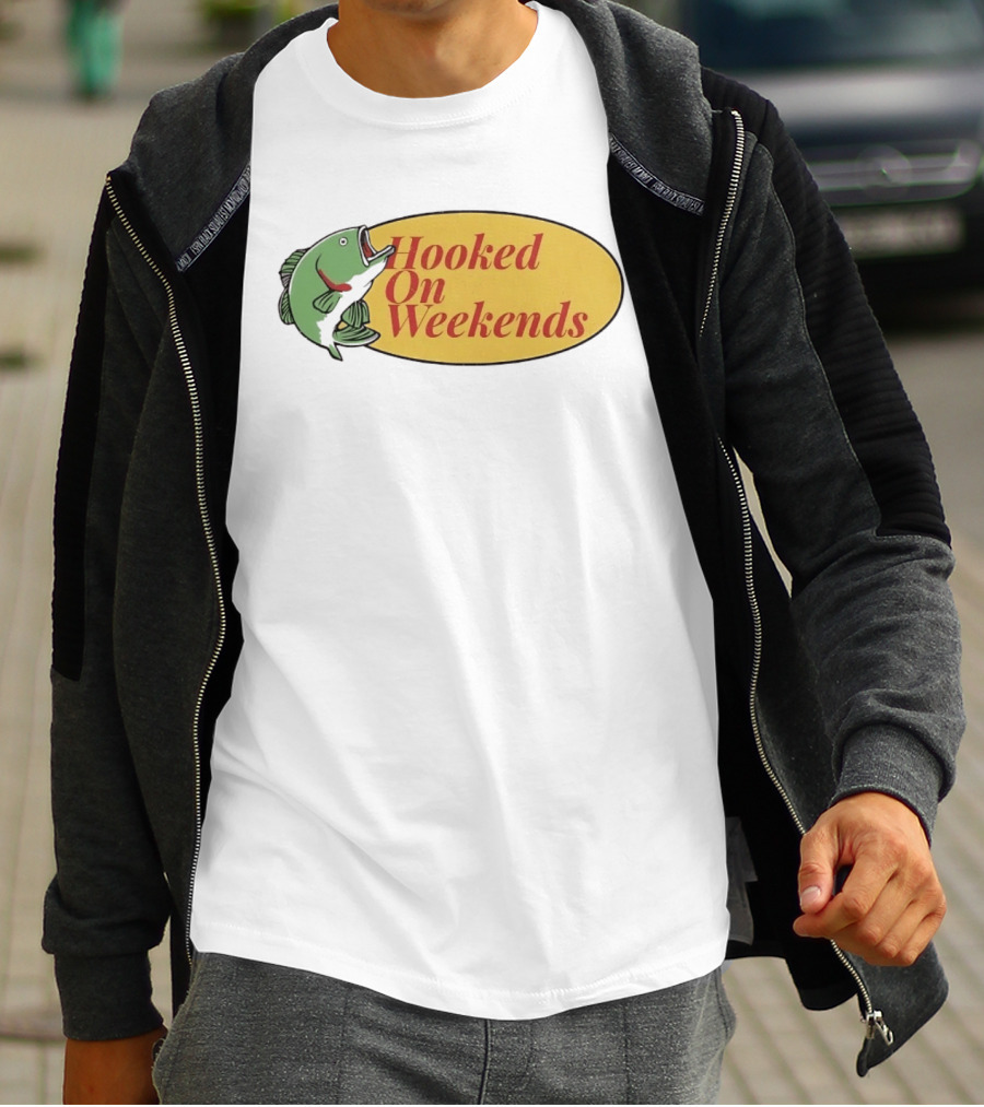 Hooked On Weekends Fishing Outdoors Weekend Fish Clipart T-Shirt