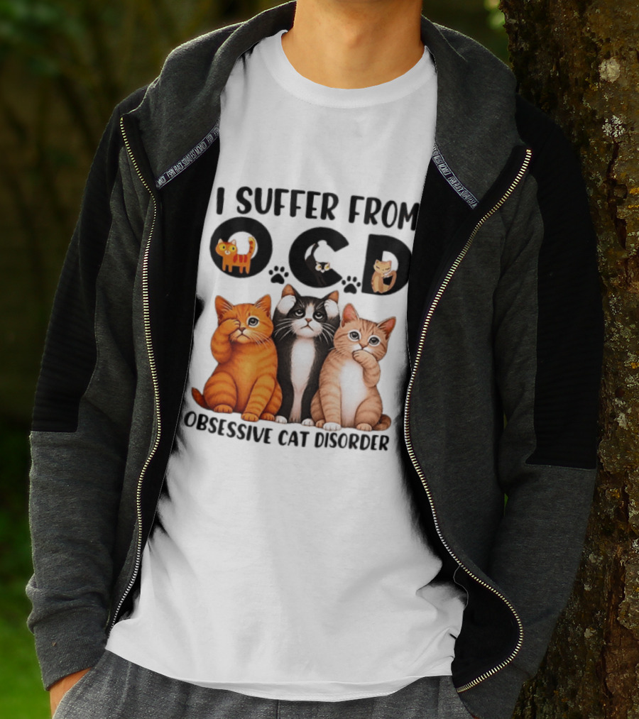 I Suffer From OCD Obsessive Cat Disorder Cute Cat Trio T-Shirt