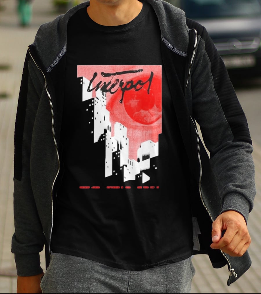 Interpol New York September 27 2026 Tour Cities Skyline Red Moon T-Shirt