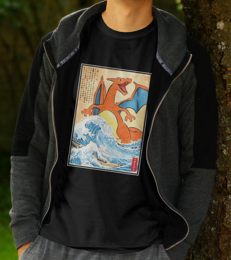 Charizard Ukiyo E Wave Japanese Pokemon Lizardon Kanagawa Print T-Shirt
