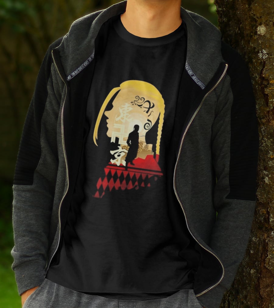 Ken Ryuguji Tokyo Revengers Draken Silhouette Art Japan Cityscape Hair T-Shirt