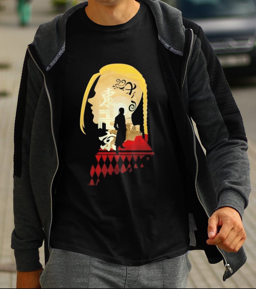 Ken Ryuguji Tokyo Revengers Draken Silhouette Art Japan Cityscape Hair T-Shirt