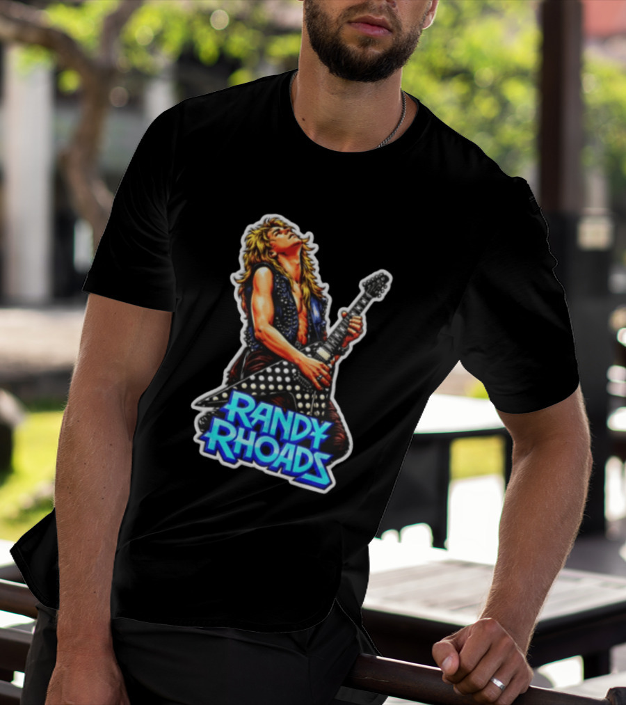 Randy Rhoads Polka Guitar Blonde Guitarist Playing T-Shirt