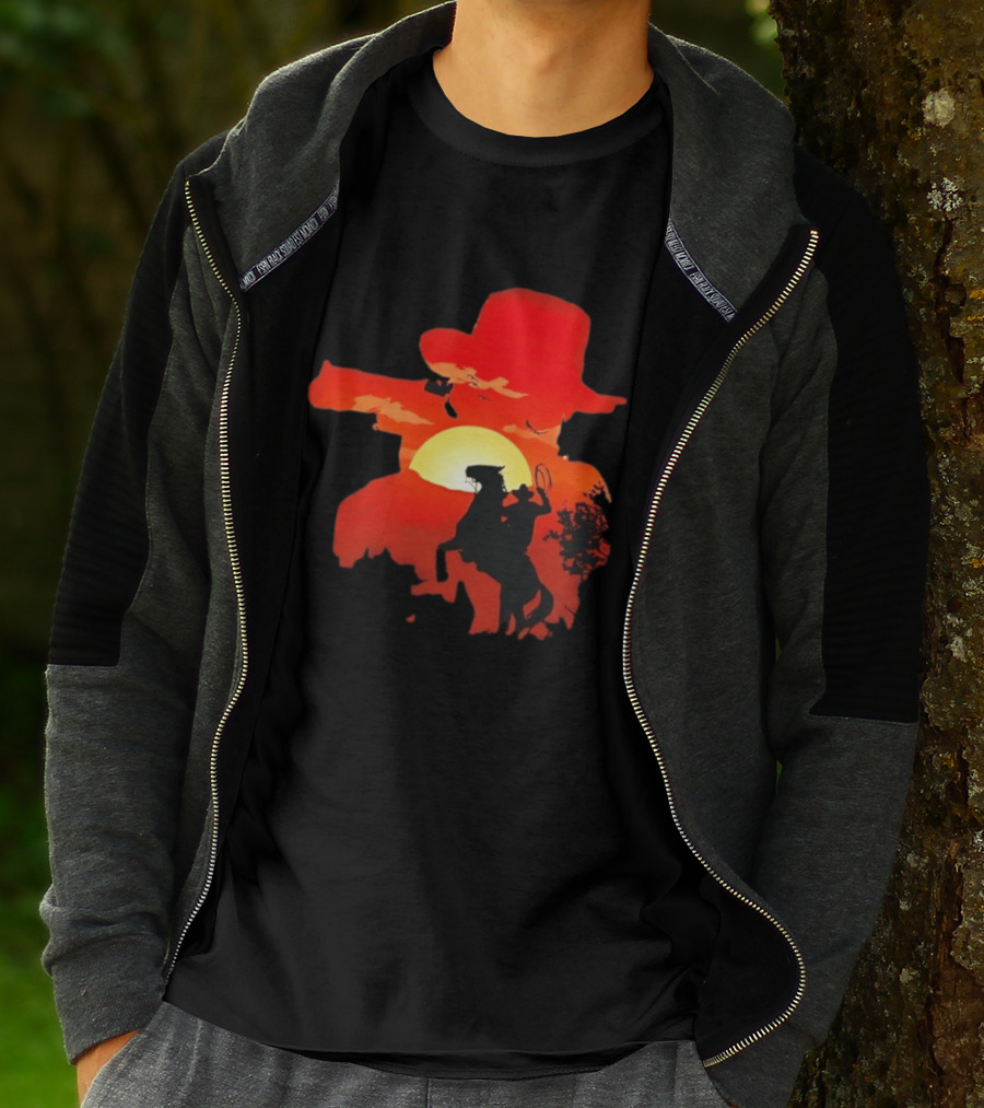 Red Dead Redemption Cowboy Sunset Western Horseback Adventure T-Shirt
