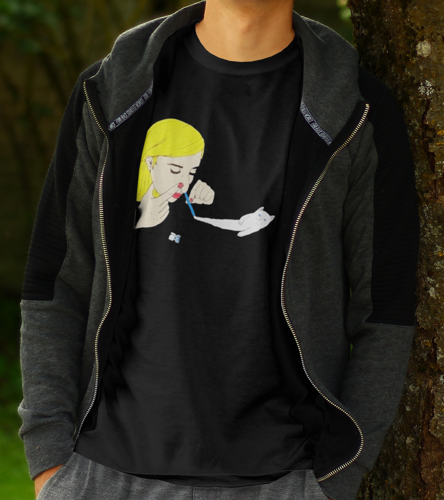 Ripndip Nermal Snorting Cat Blonde Girl Streetwear T-Shirt