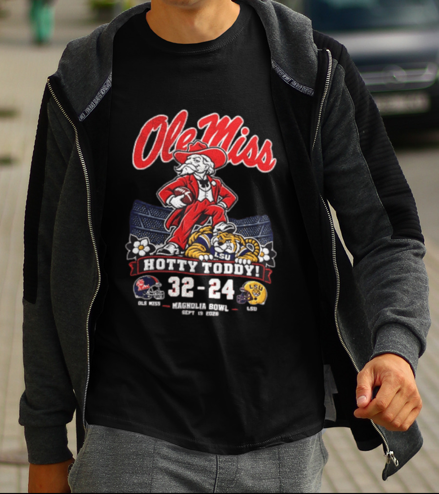 Ole Miss Hotty Toddy Vs LSU 32 24 September 26 2026 Magnolia Bowl NCAA T-Shirt