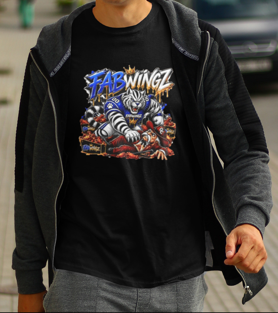 FABWINGZ 00 Tiger Vs Old Cowboy In Chicken Wings Battle T-Shirt