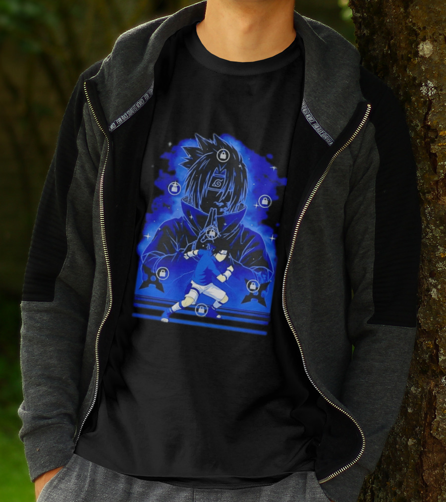 Sasuke Uchiha Naruto Anime Ninja Sharingan Chidori Jutsu T-Shirt