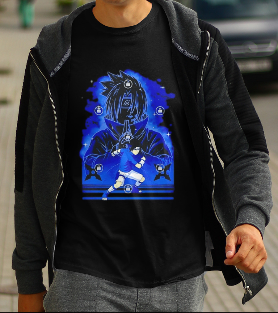 Sasuke Uchiha Naruto Anime Ninja Sharingan Chidori Jutsu T-Shirt