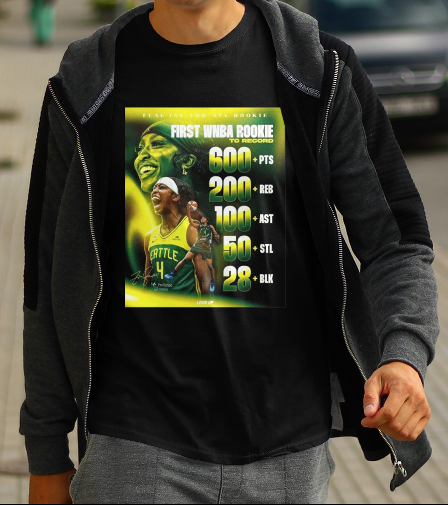 Flau'jae For All Rookie First WNBA Rookie To Record 600+ PTS 200+ REB 100+ AST 50+ STL 28+ BLK Seattle T-Shirt