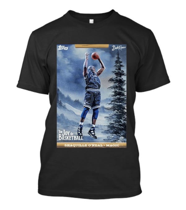 Shaquille O'Neal Magic Topps Bob Ross The Joy Of Basketball Card T-Shirt