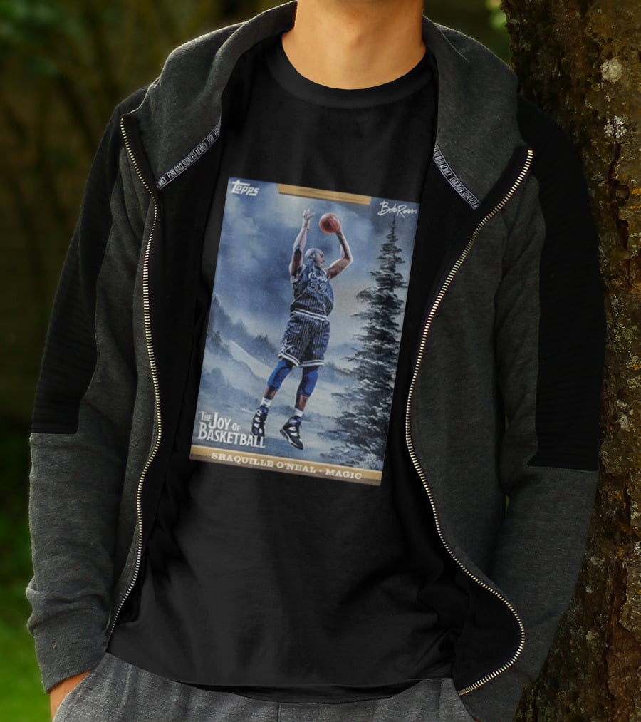 Shaquille O'Neal Magic Topps Bob Ross The Joy Of Basketball Card T-Shirt