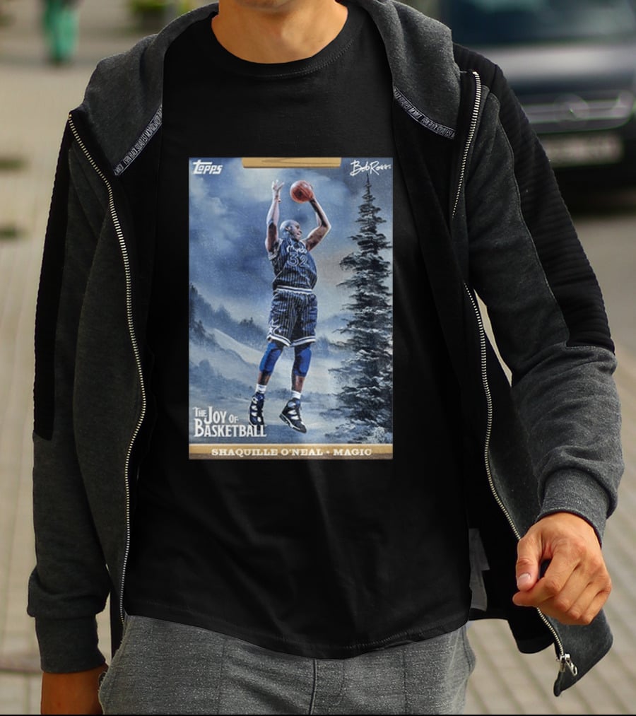 Shaquille O'Neal Magic Topps Bob Ross The Joy Of Basketball Card T-Shirt