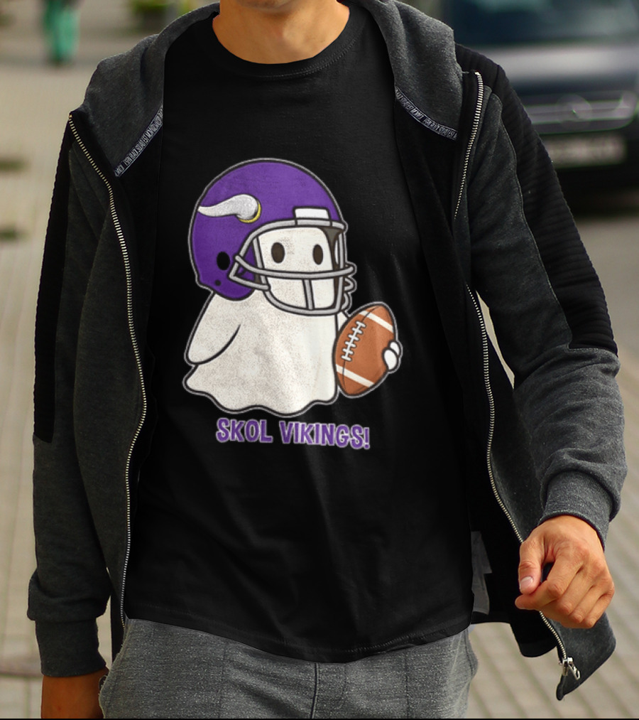Minnesota Vikings Skol Vikings Ghost Purple Football Helmet T-Shirt