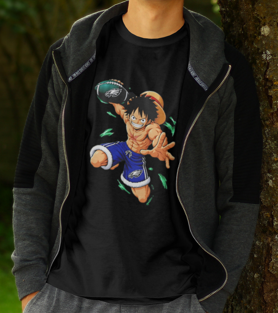 Monkey D. Luffy Philadelphia Eagles Football Anime T-Shirt