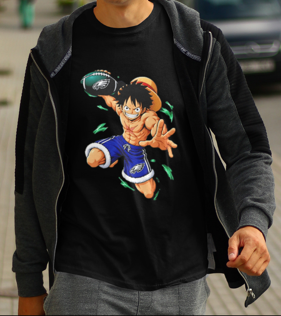 Monkey D. Luffy Philadelphia Eagles Football Anime T-Shirt