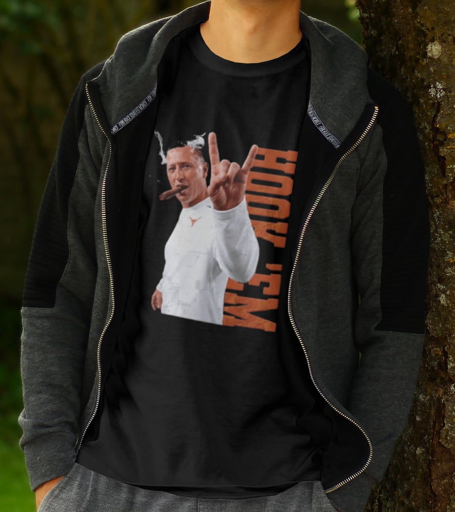 Steve Sarkisian Texas Longhorns NCAA Hook Em Smoking Cigar T-Shirt