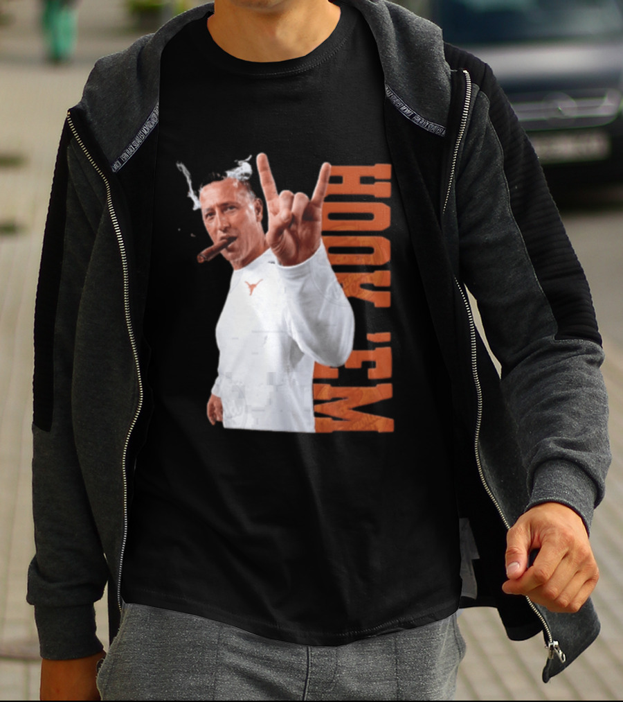 Steve Sarkisian Texas Longhorns NCAA Hook Em Smoking Cigar T-Shirt