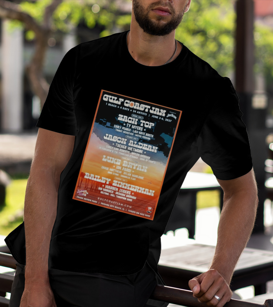 Gulf Coast Jam 2027 Panama City Beach June 3 6 Zach Top Jason Aldean Luke Bryan Bailey Zimmerman T-Shirt