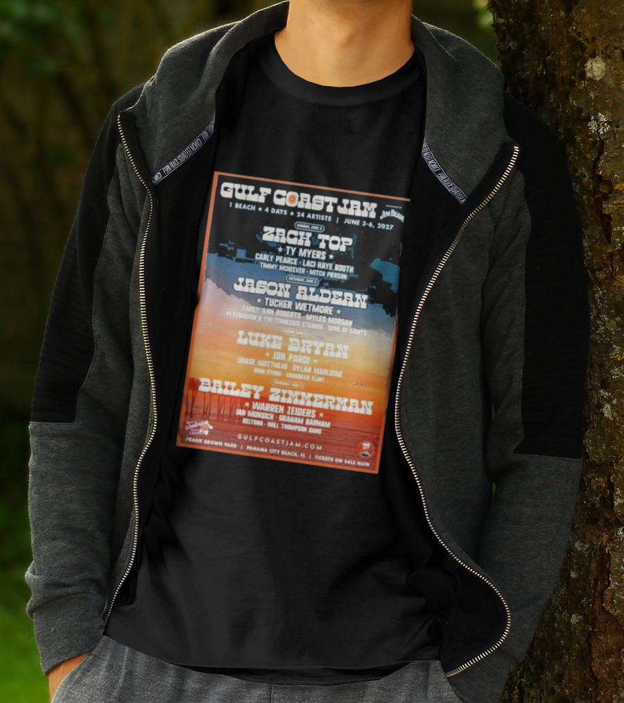 Gulf Coast Jam 2027 Panama City Beach June 3 6 Zach Top Jason Aldean Luke Bryan Bailey Zimmerman T-Shirt