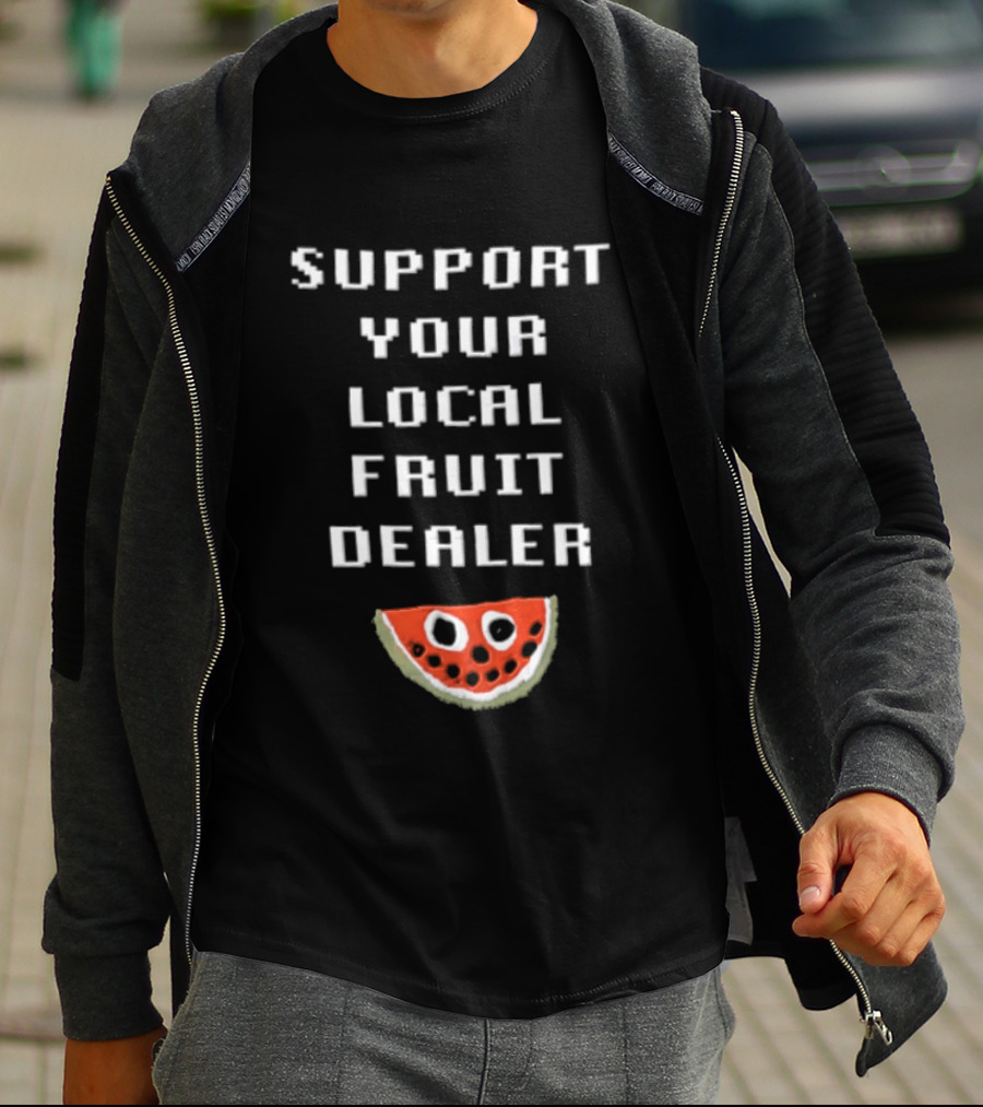 Support Your Local Fruit Dealer Pixelated Watermelon Slice T-Shirt