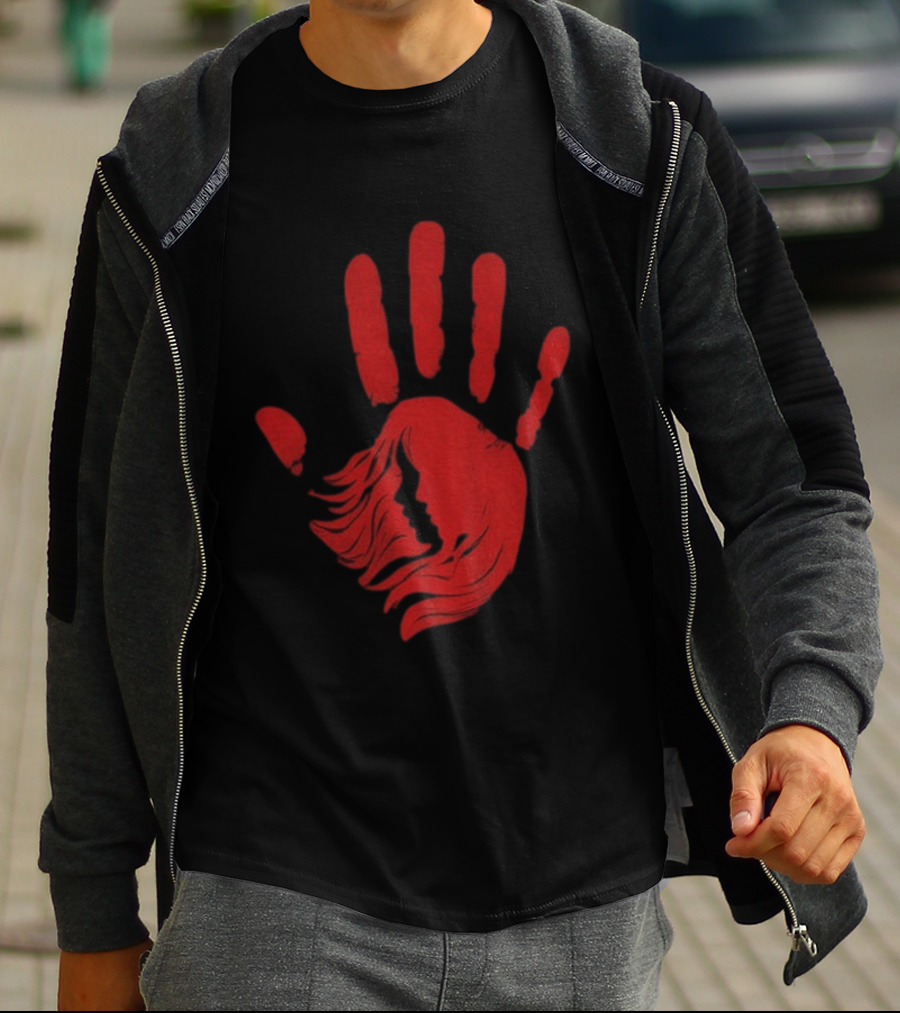 No More Stolen Sisters MMIW Awareness Red Handprint Symbol Advocacy T-Shirt