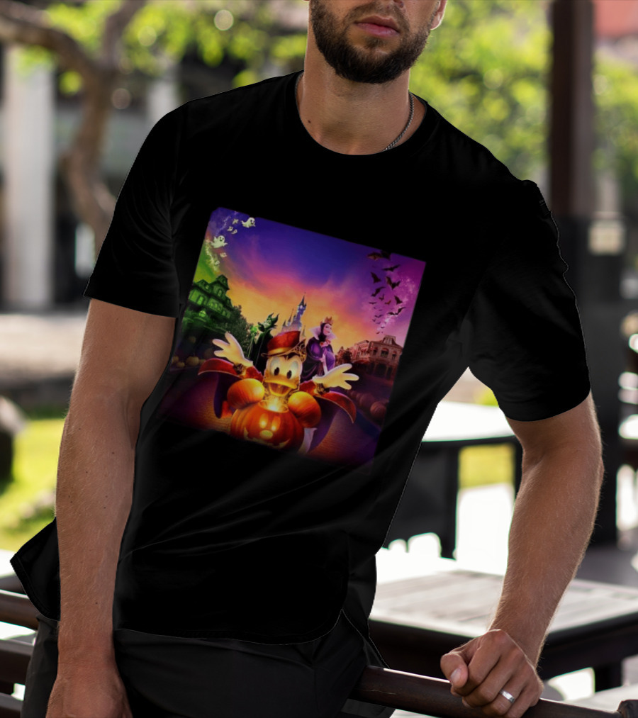 2026 Disney Halloween Festival Disneyland Paris With Haunted Mansion And Donald Duck T-Shirt