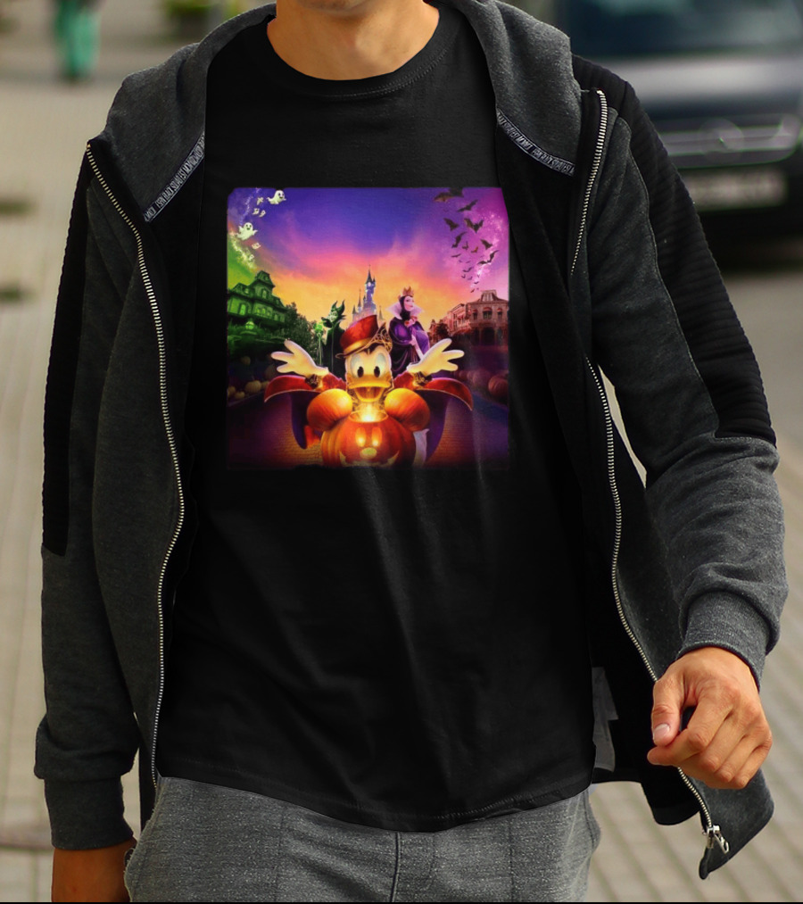 2026 Disney Halloween Festival Disneyland Paris With Haunted Mansion And Donald Duck T-Shirt