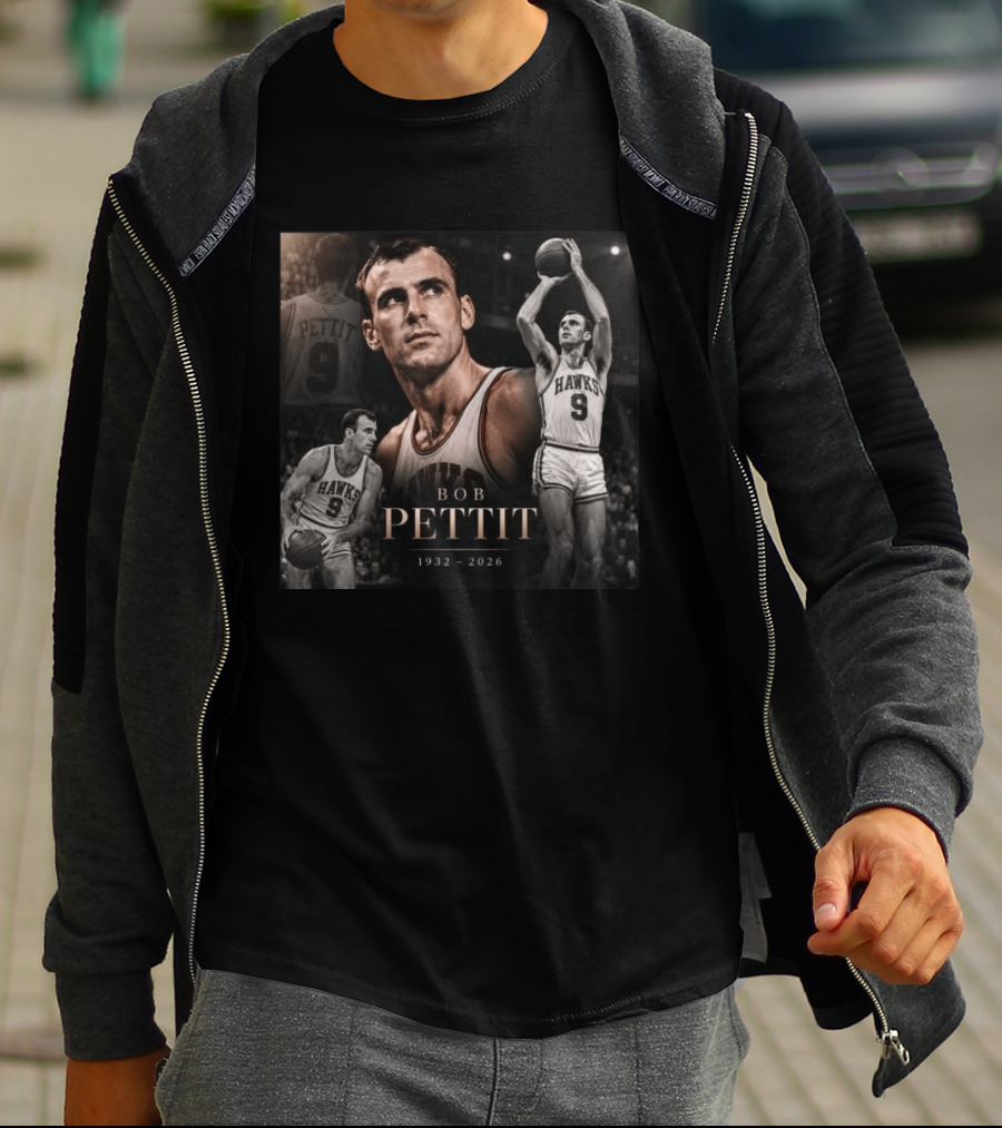 Bob Pettit 1932 2026 Basketball Legend Tribute Hawks Number 9 T-Shirt