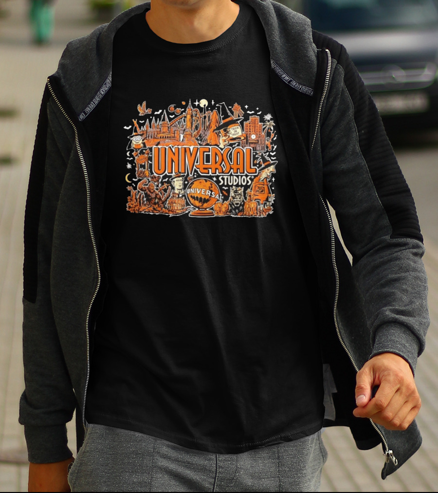 Universal Studios Halloween Horror Nights Trick Or Treat Monsters And Roller T-Shirt