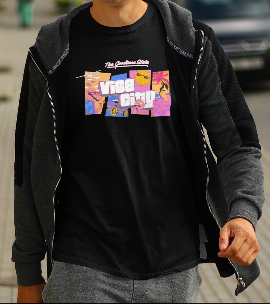 The Goodtime State Vice City Chunker Gaming Retro Tropical T-Shirt