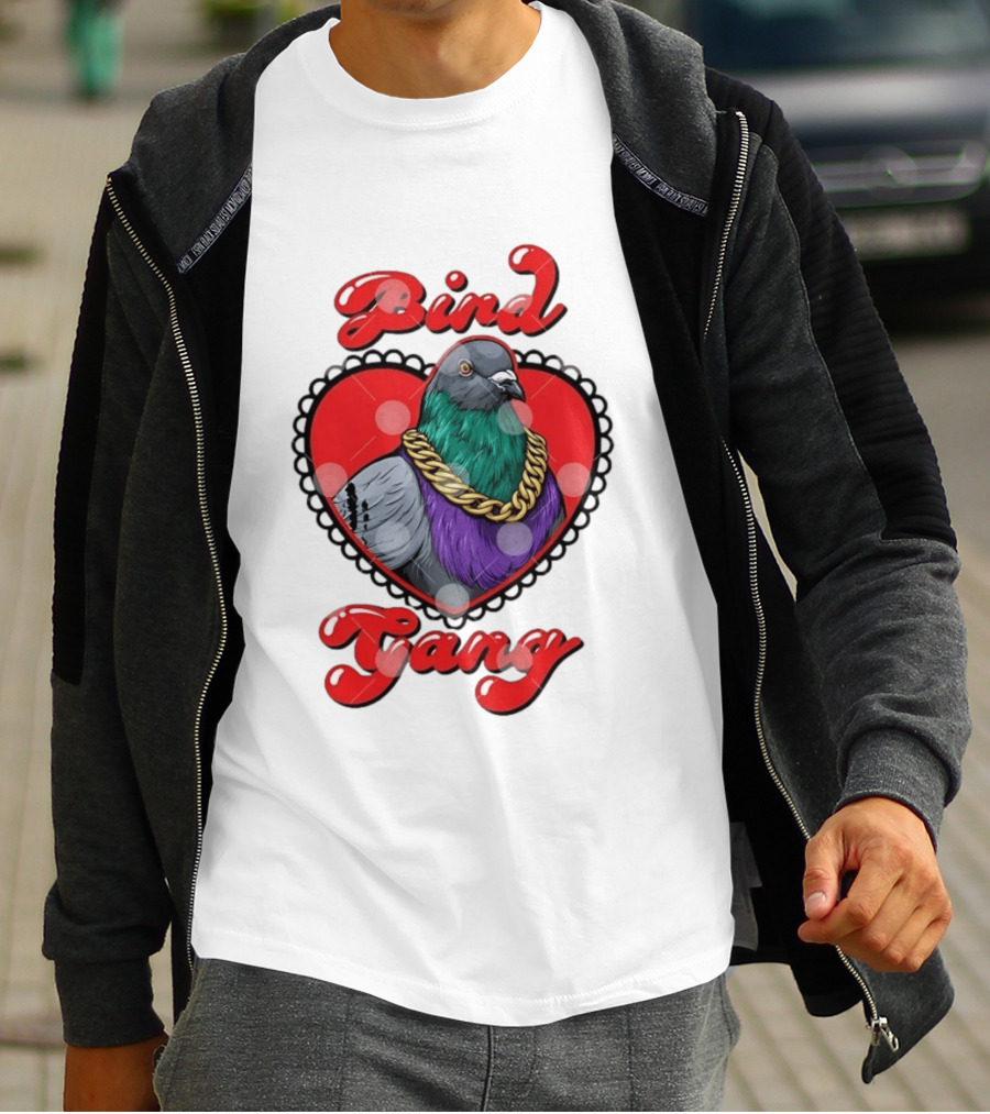 Bird Gang Pigeon With Heart Shaped Gold Chain T-Shirt