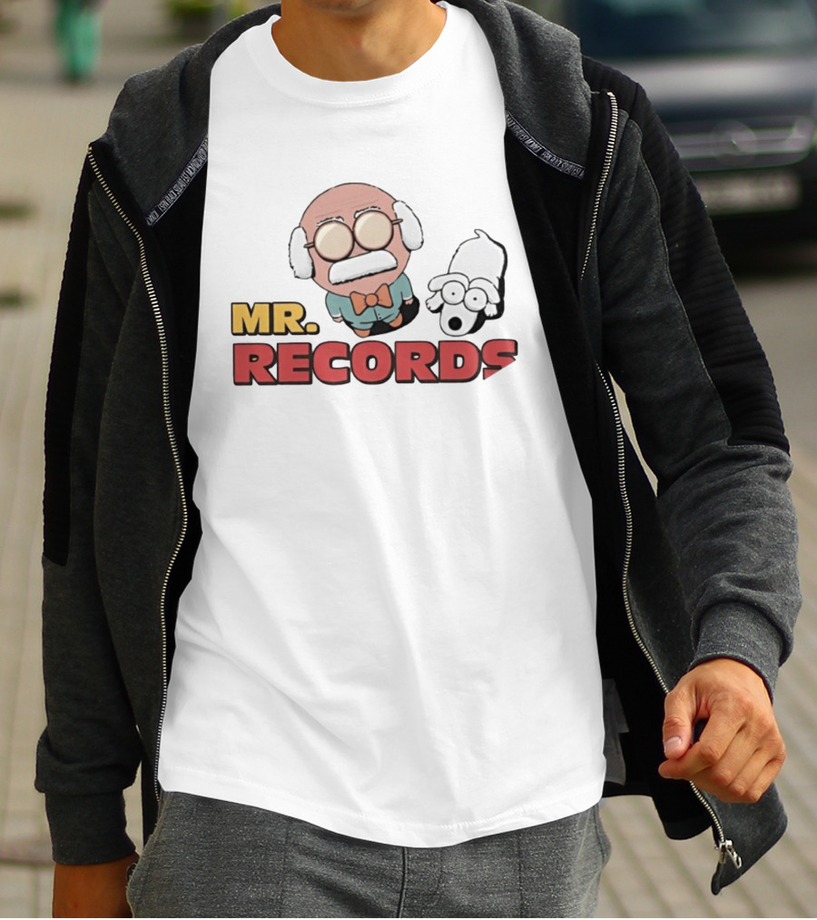 MR. RECORDS Cartoon Style Grandpa And Dog Duo T-Shirt