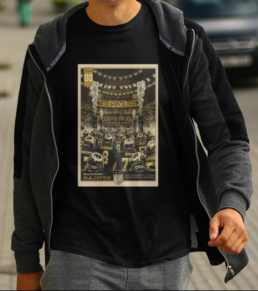 New Orleans Saints Vs Las Vegas Raiders September 27 2026 Caesars Superdome New Orleans Football Event T-Shirt