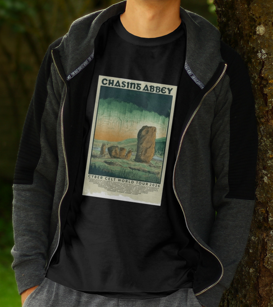 Chasin Abbey Cyber Celt World Tour 2026 Stone Circle Landscape T-Shirt