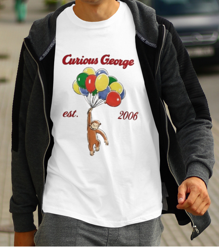 Curious George Est 2006 Balloons Vintage Style Retro Fun T-Shirt