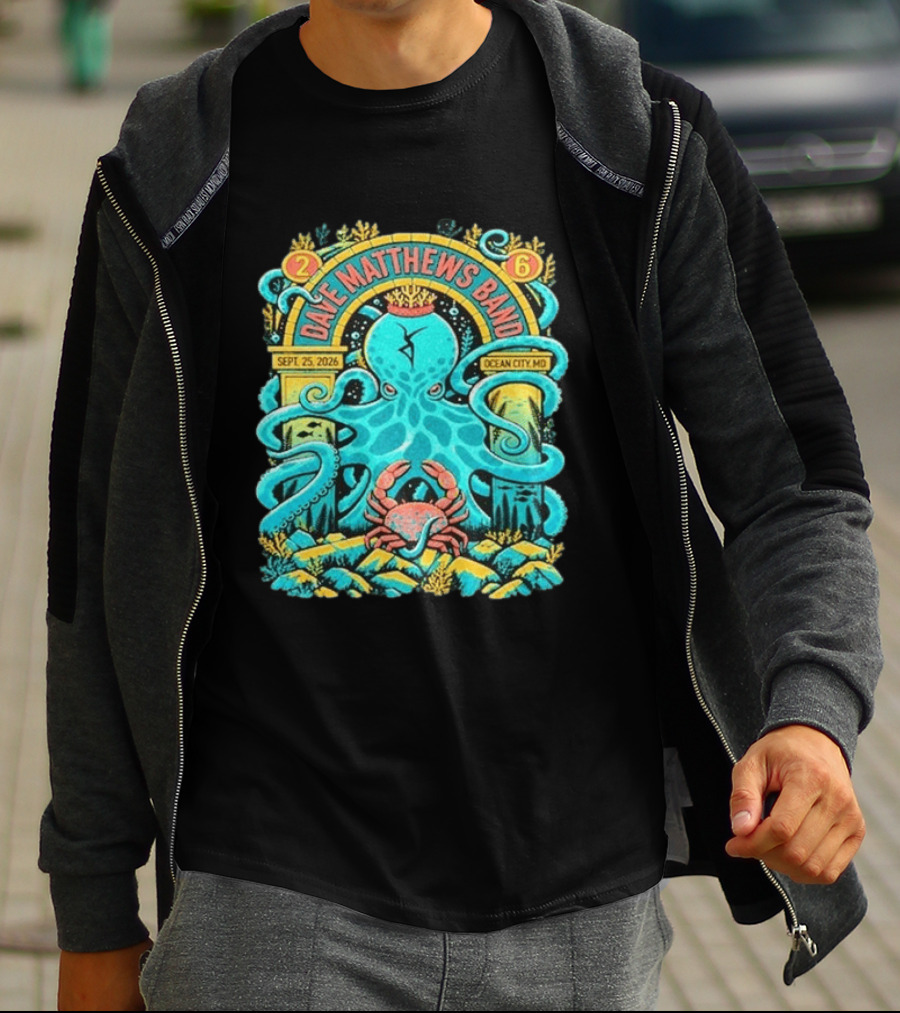 Dave Matthews Band Sept 25 2026 Ocean City Maryland Festival Ocean Crab Octopus T-Shirt