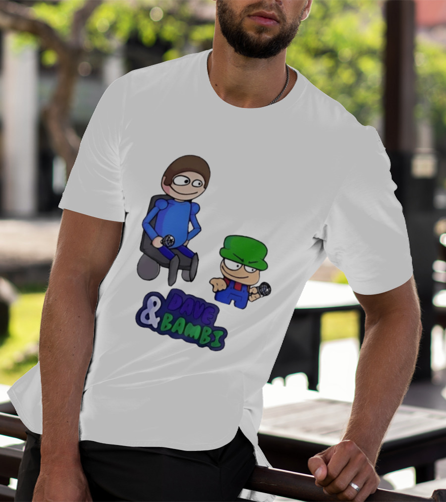 Friday Night Funkin Dave And Bambi Characters With Microphones T-Shirt