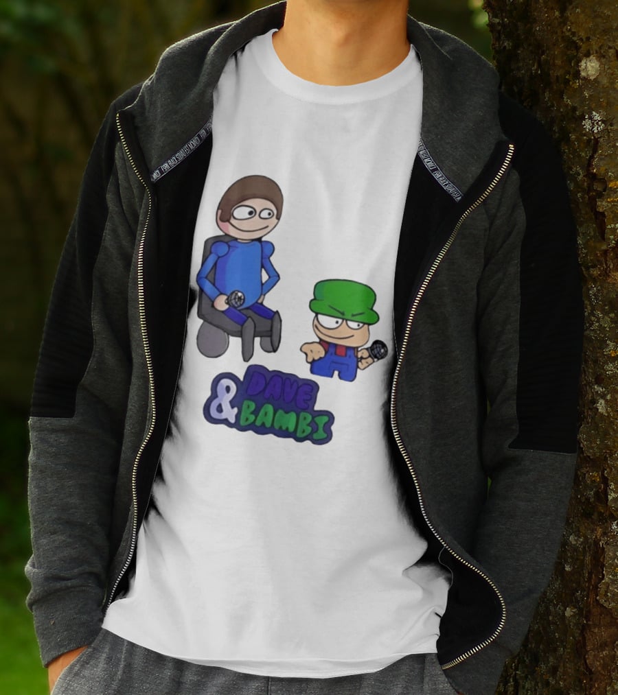 Friday Night Funkin Dave And Bambi Characters With Microphones T-Shirt